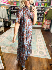Vintage Elegance Floral Maxi - Brown