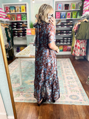 Vintage Elegance Floral Maxi - Brown