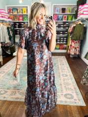 Vintage Elegance Floral Maxi - Brown