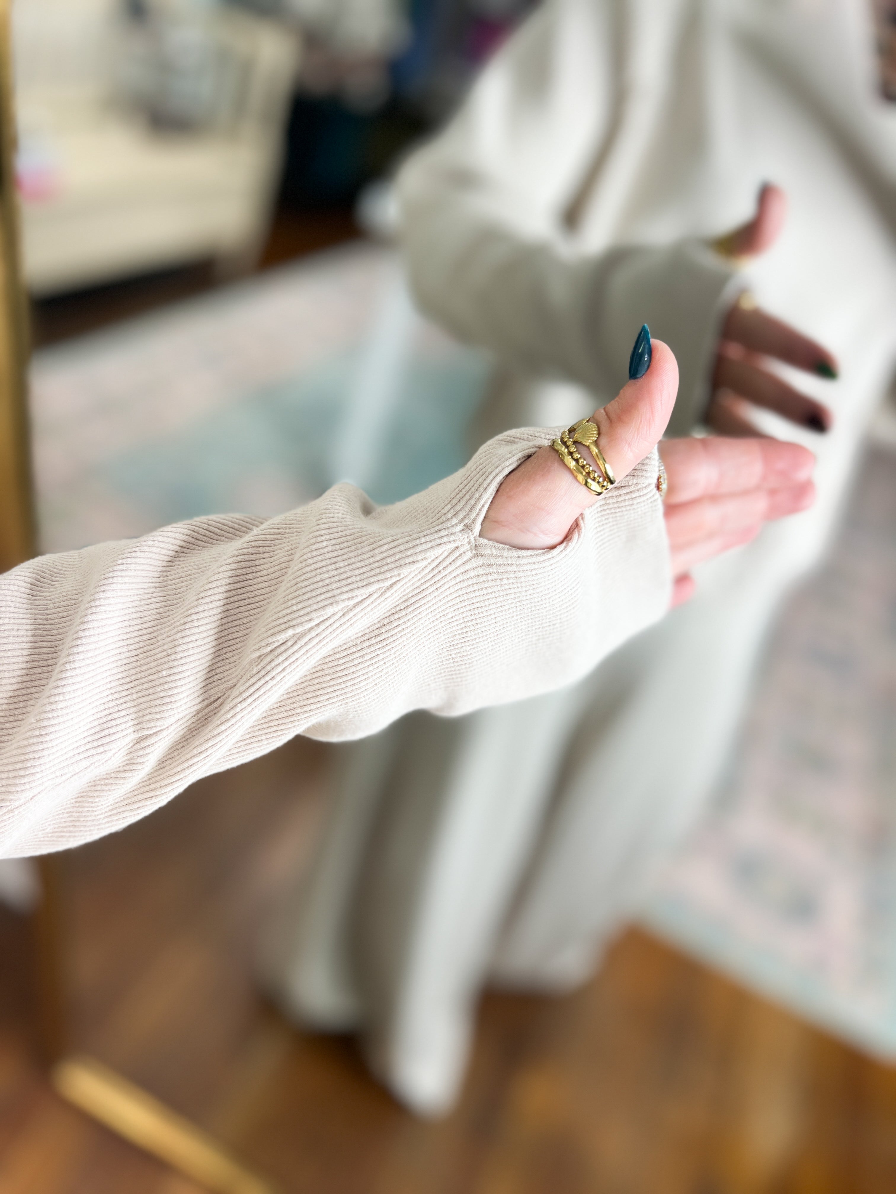Make It Your Own Textured Sleeve Set - Beige Taupe