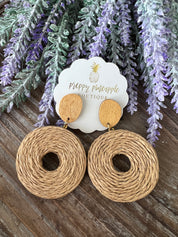 Raffia & Wood Dangle Earrings