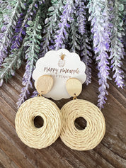 Raffia & Wood Dangle Earrings