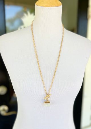 Square Druzy and Chain Necklace