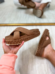 Mali Platform Cross Strap Slide Sandal