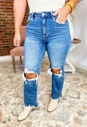 Risen High Rise Straight Crop Jeans