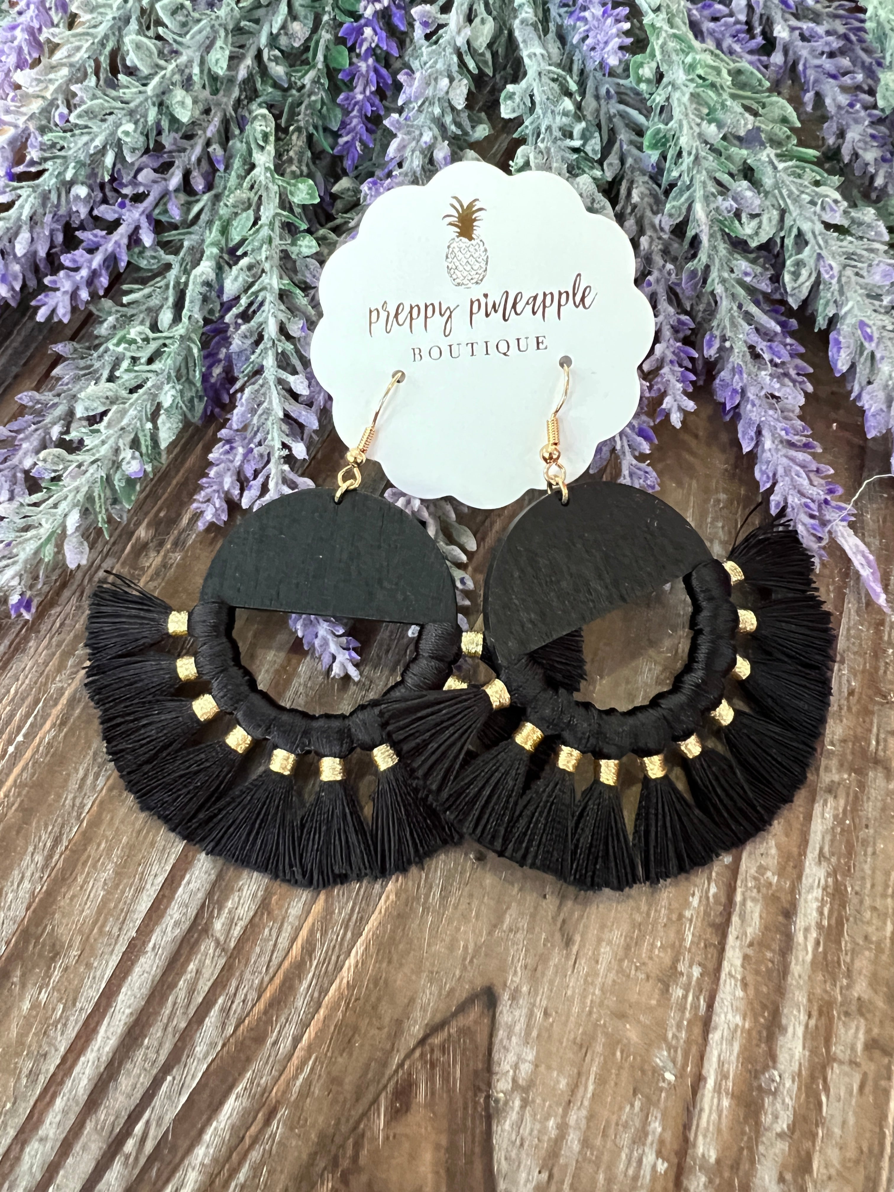 Half Disc Tassel Earrings