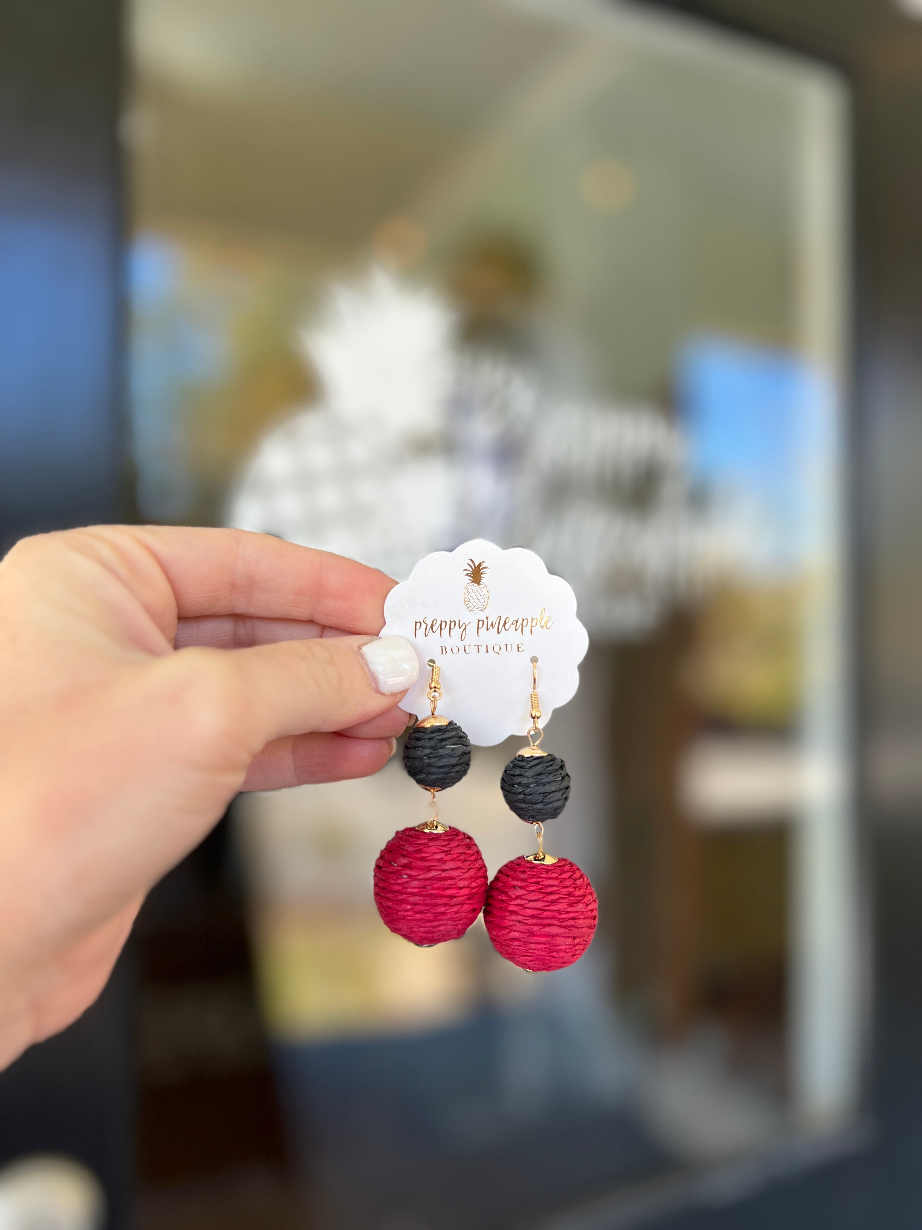 Raffia Double Ball Earrings