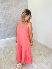 Sunny Days Midi Dress - Coral