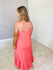 Sunny Days Midi Dress - Coral