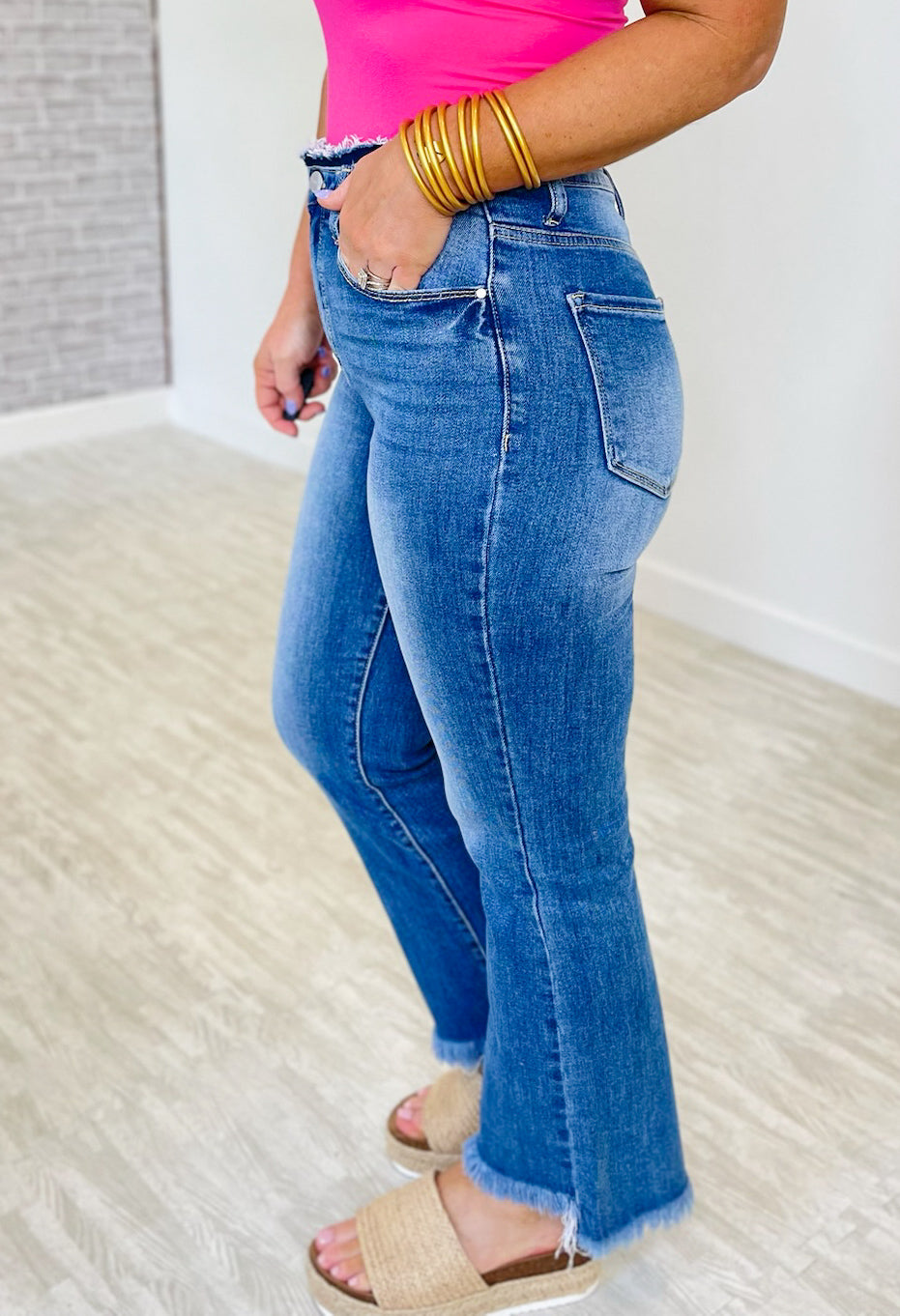 Risen High Rise Crop Flare Jeans