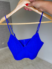 Smocked Triangle Bralette - Bright Blue