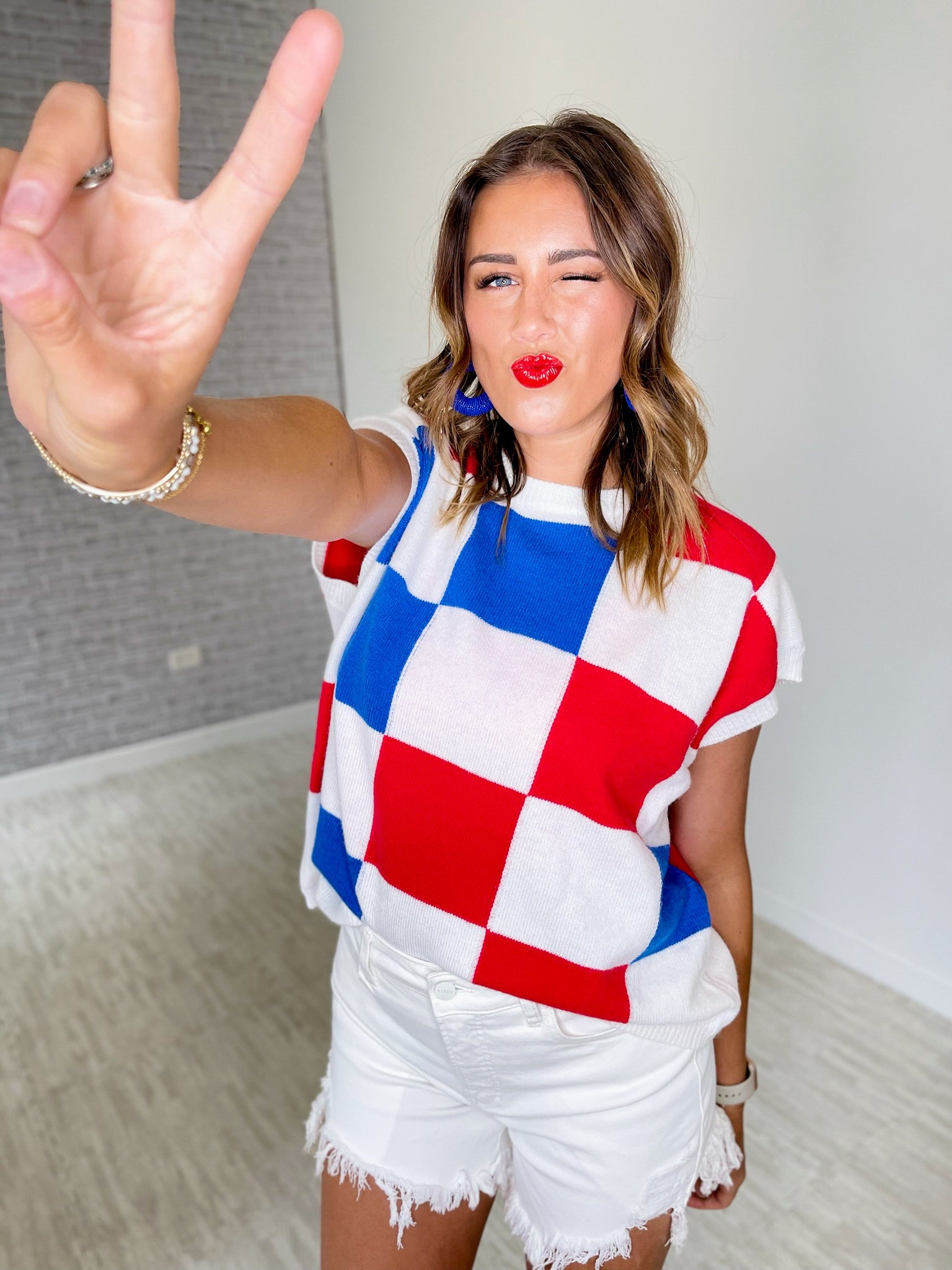 Party Like A Patriot Checker Sweater Vest