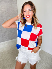 Party Like A Patriot Checker Sweater Vest