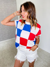 Party Like A Patriot Checker Sweater Vest