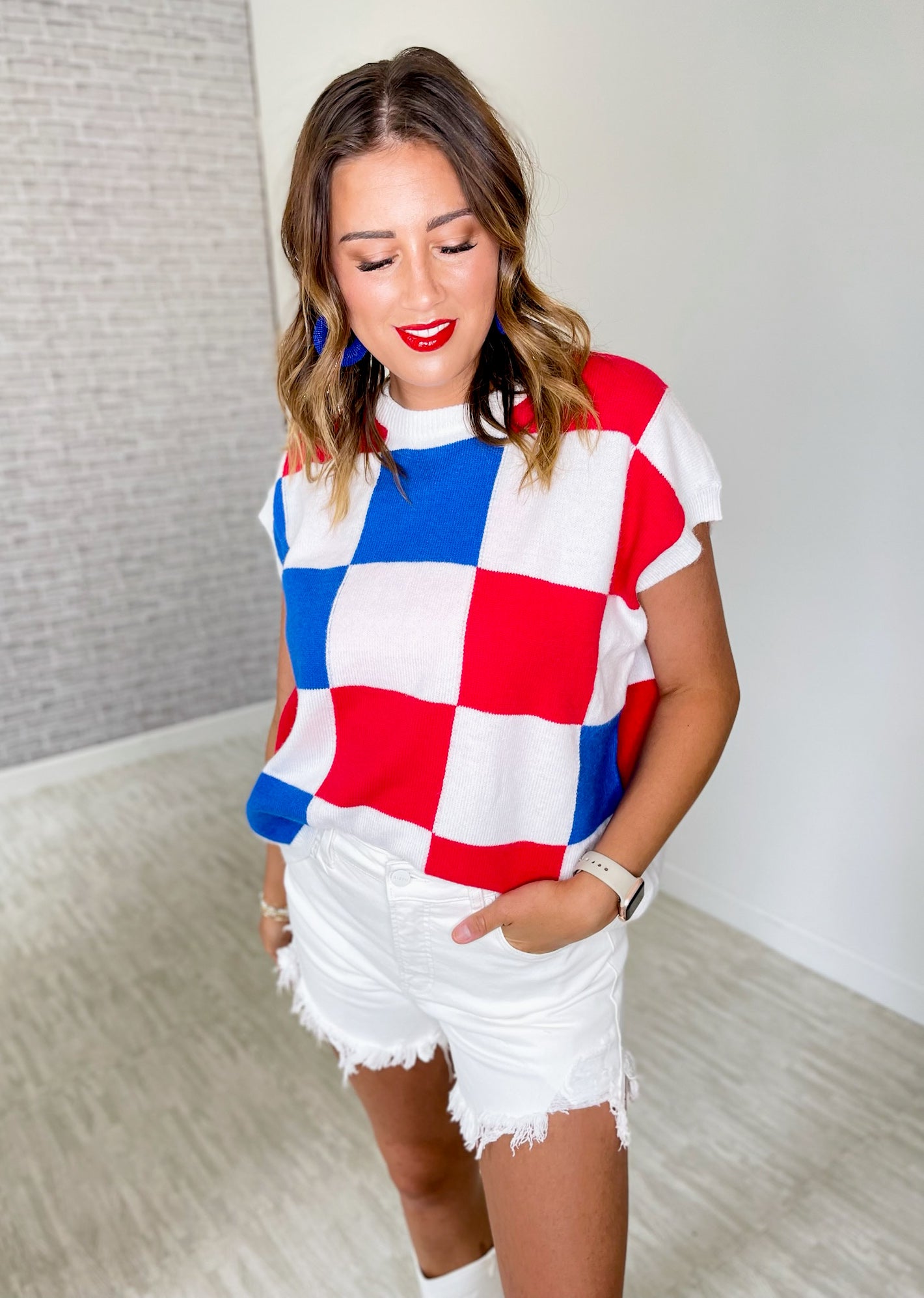 Party Like A Patriot Checker Sweater Vest