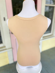Reversible High-Low Neckline Seamless Tank- Nude