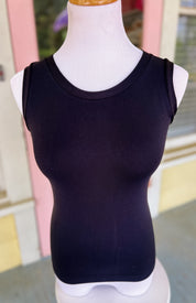 Reversible High-Low Neckline Seamless Tank- Black