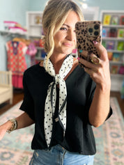 Printed Scarf - Ivory/Polka Dot