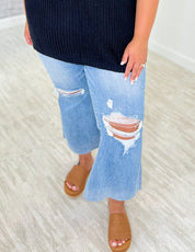 Risen Curvy High Rise Crop Flare Jeans