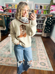 Boot Scootin' Knit Sweater - Stone/Camel