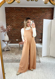 Fashion Diary Wide Leg Overalls - Latte