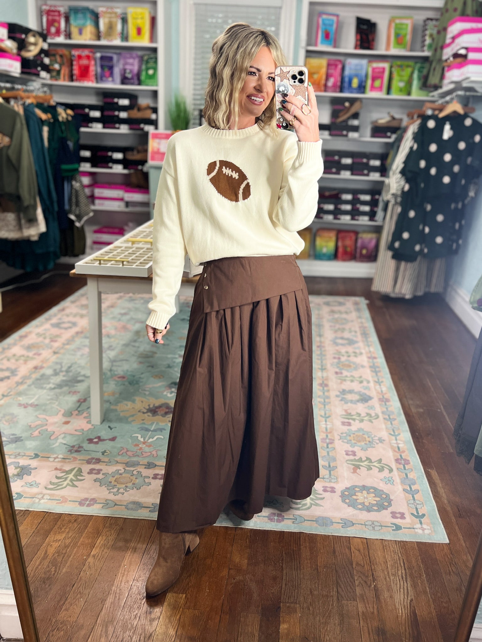 Touchdown Season Knit Sweater - Cream