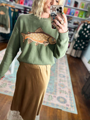 Reel Cute Crewneck Sweater - Olive