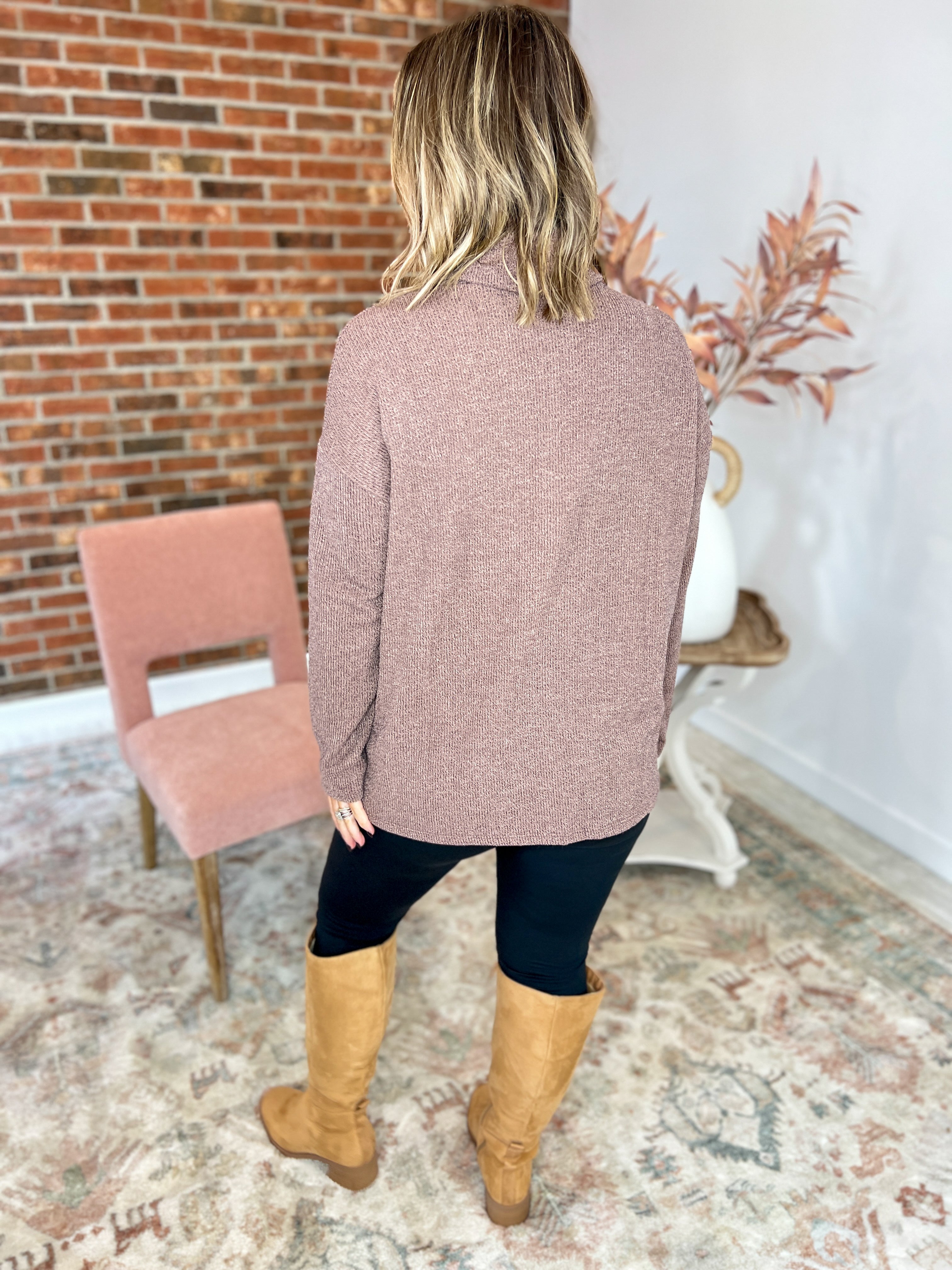 So Simple Piper Ribbed Tunic Top - Acorn