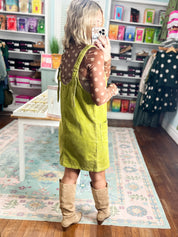 Next Best Thing Corduroy Overall Dress - Olive