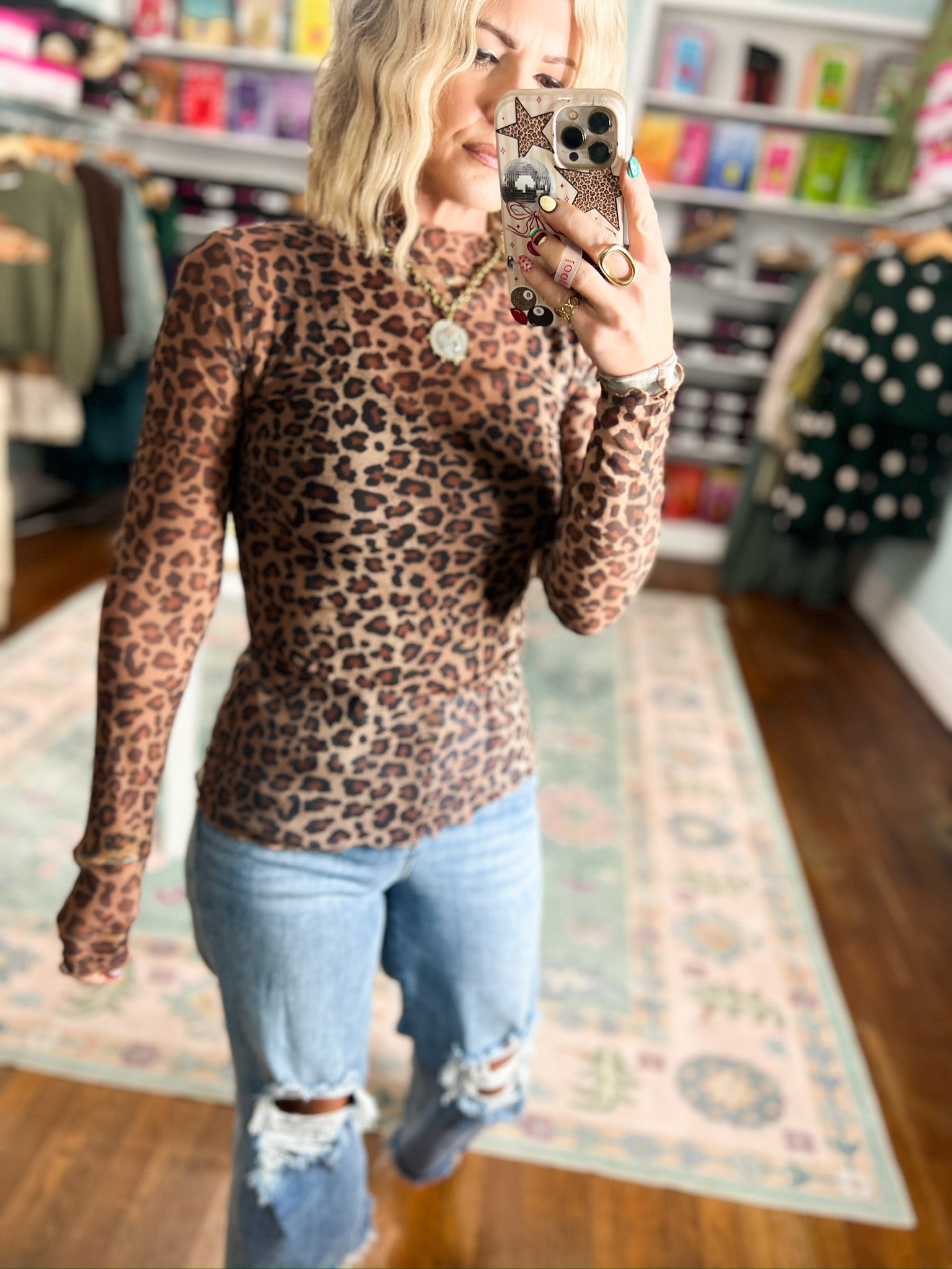 Purrfectly Wild Animal Print Mesh Top - Mocha