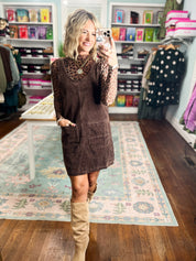 Next Best Thing Corduroy Overall Dress - Chocolate