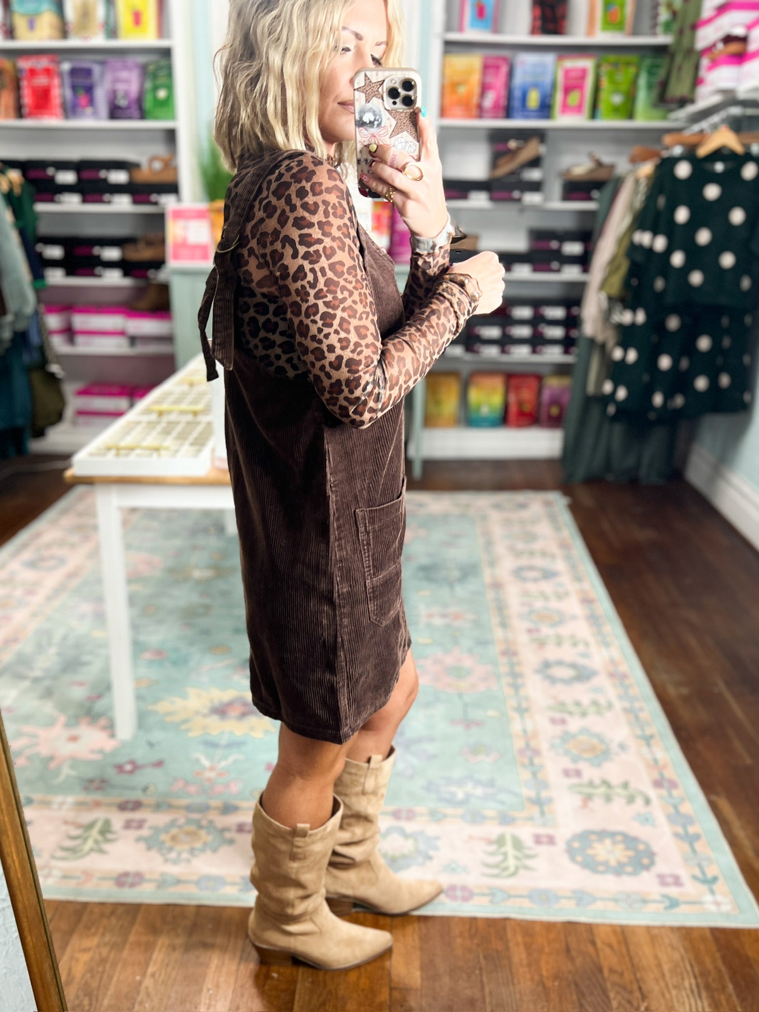 Next Best Thing Corduroy Overall Dress - Chocolate