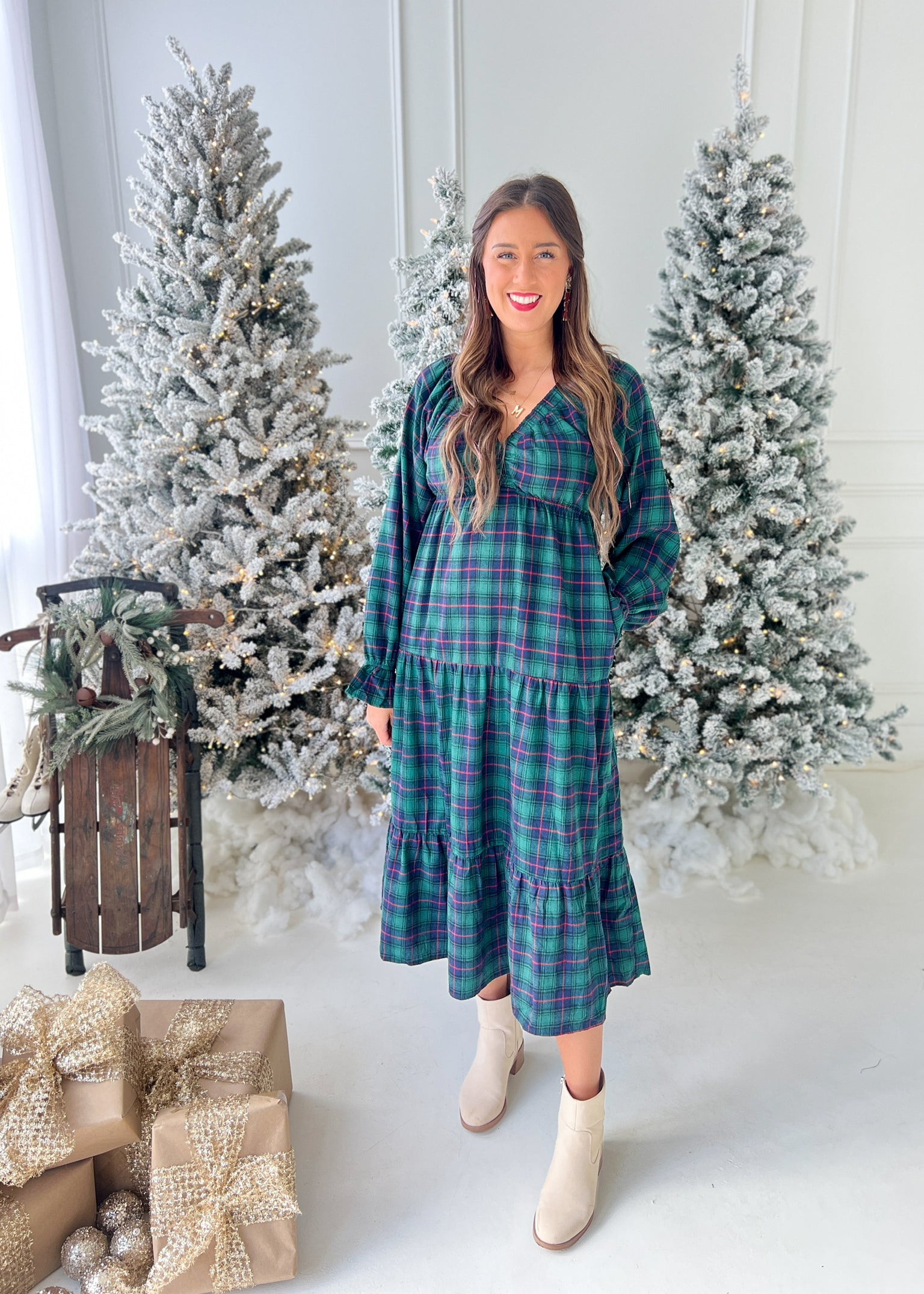 Holiday Toast Maxi Dress - Green Preppy Pineapple Boutique Holiday Toast Maxi Dress - Green Preppy Pineapple Boutique