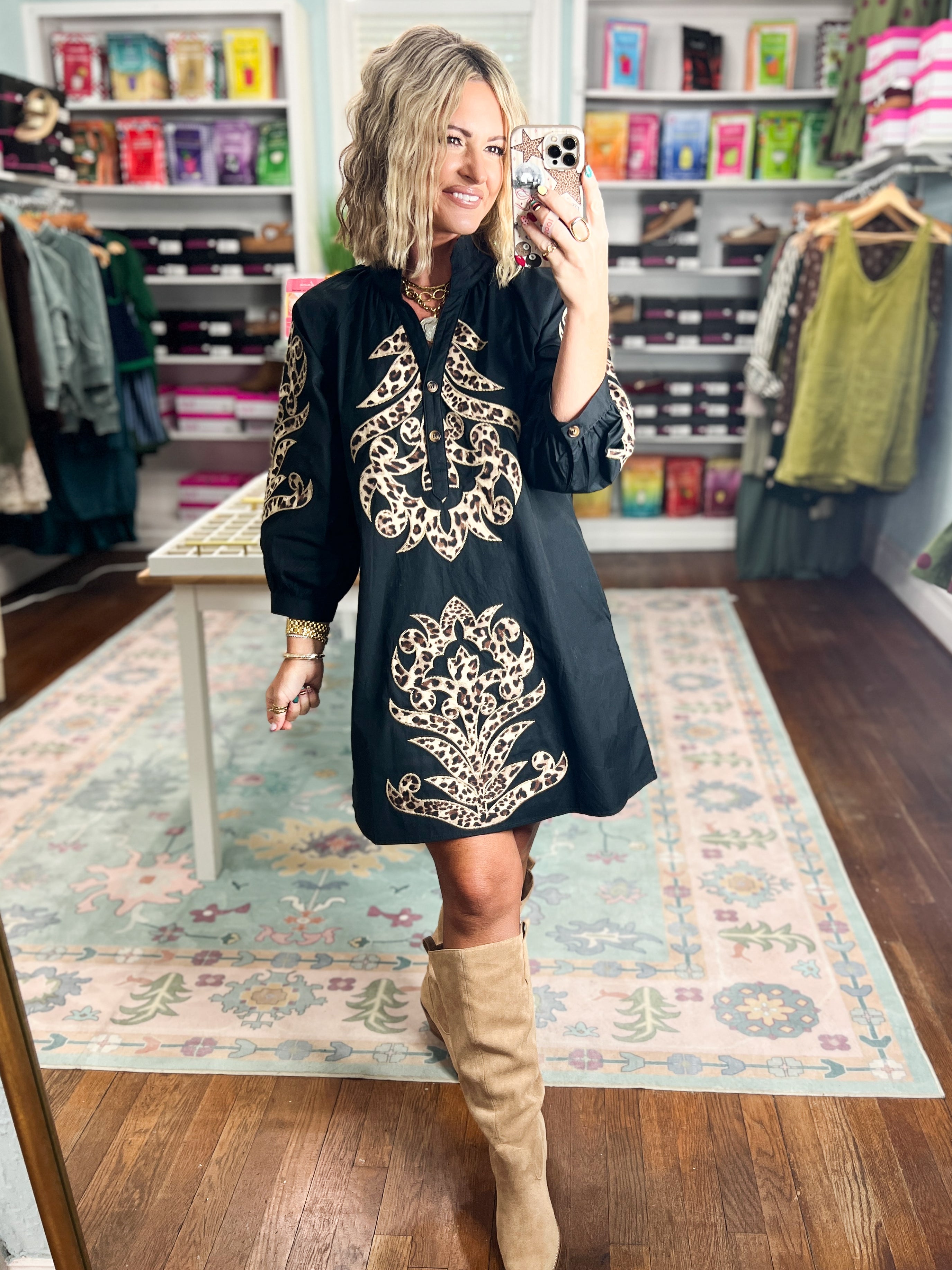 Made to Impress Baroque Floral Dress - Black