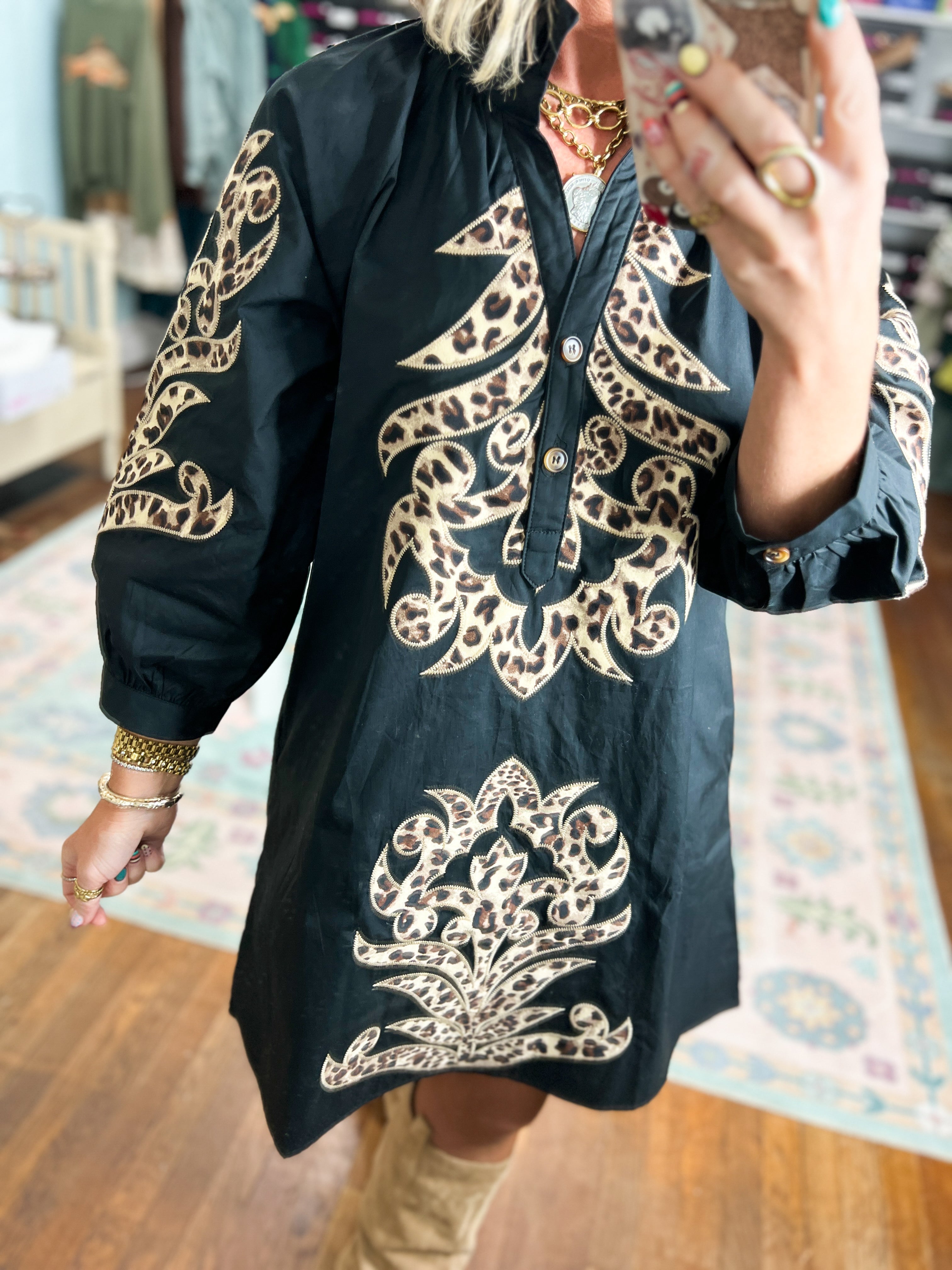 Made to Impress Baroque Floral Dress - Black