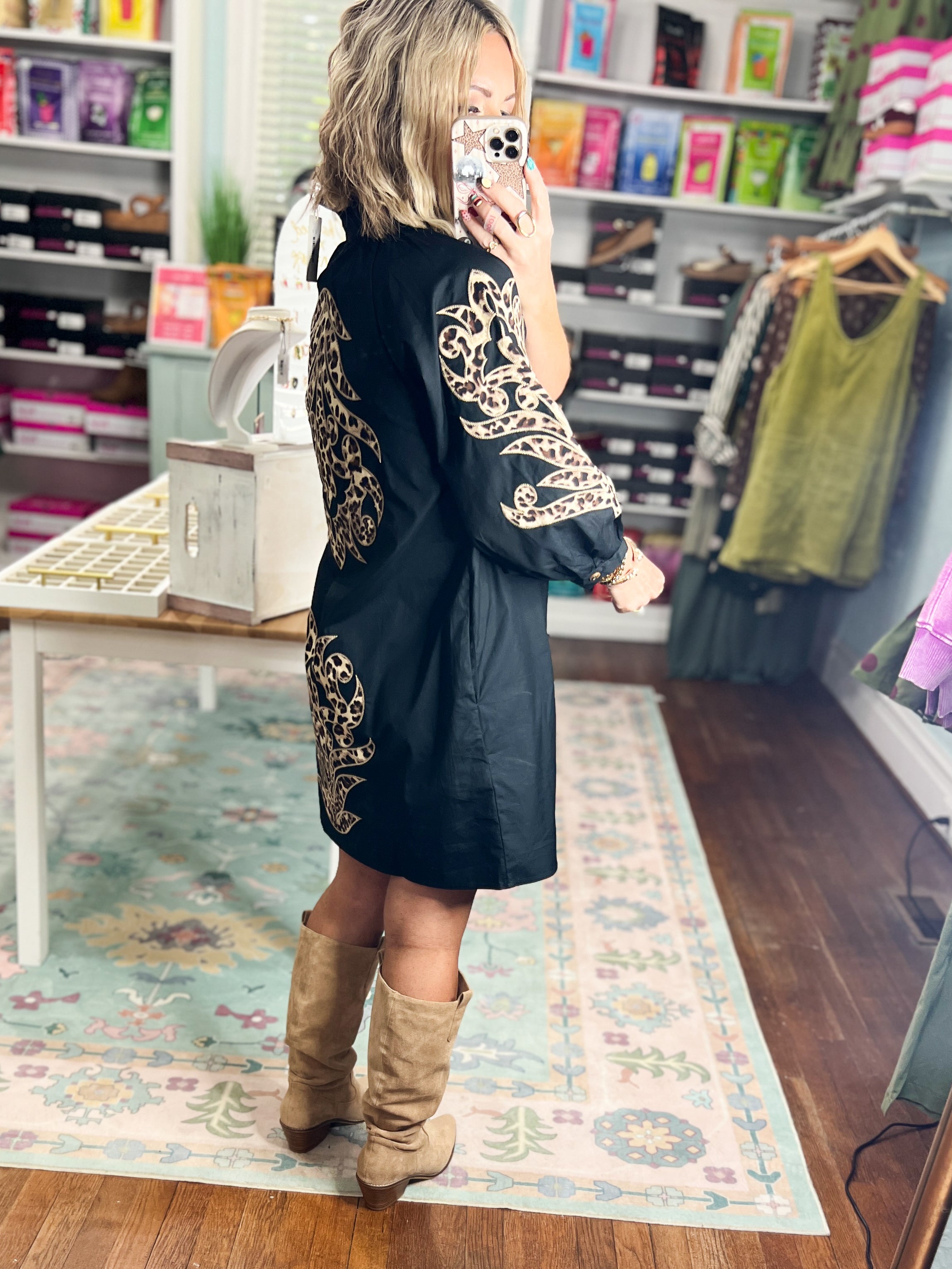 Made to Impress Baroque Floral Dress - Black