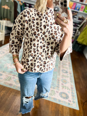 Sweet and Spotted Animal Print Mock Neck Sweater