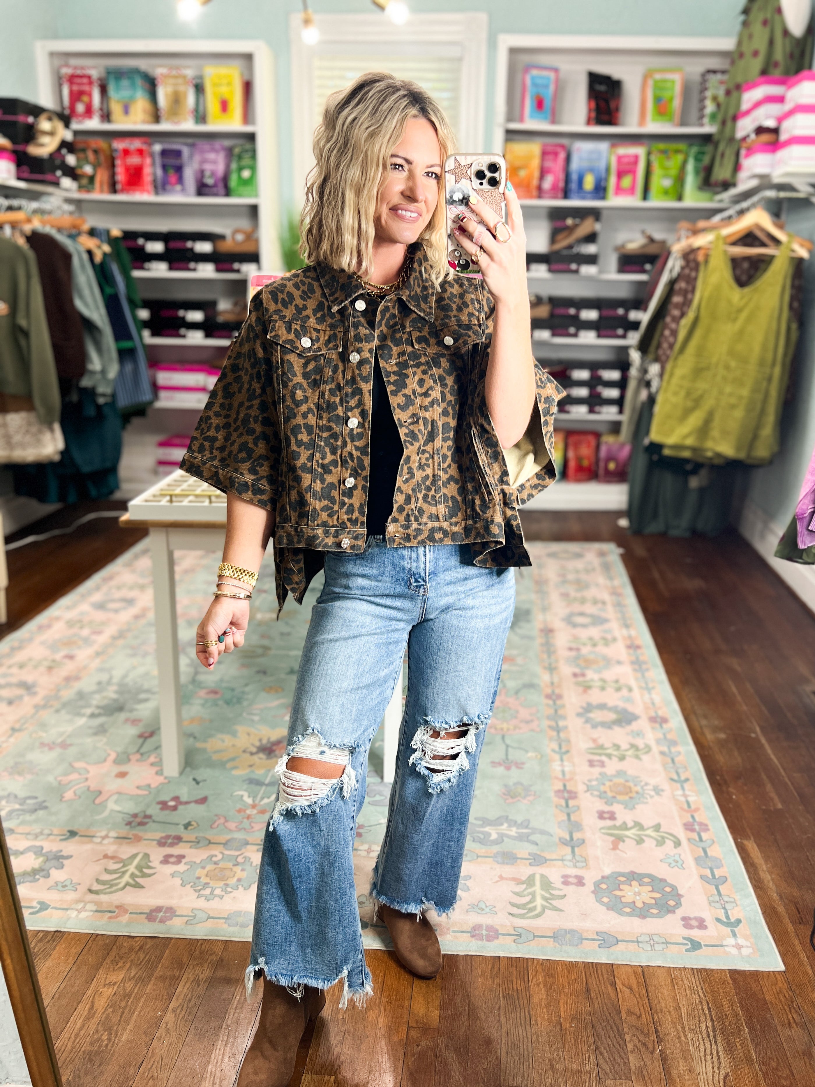 Scene Stealer Poncho Jacket - Brown Leopard