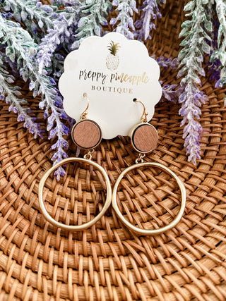 Wood and Ring Earrings