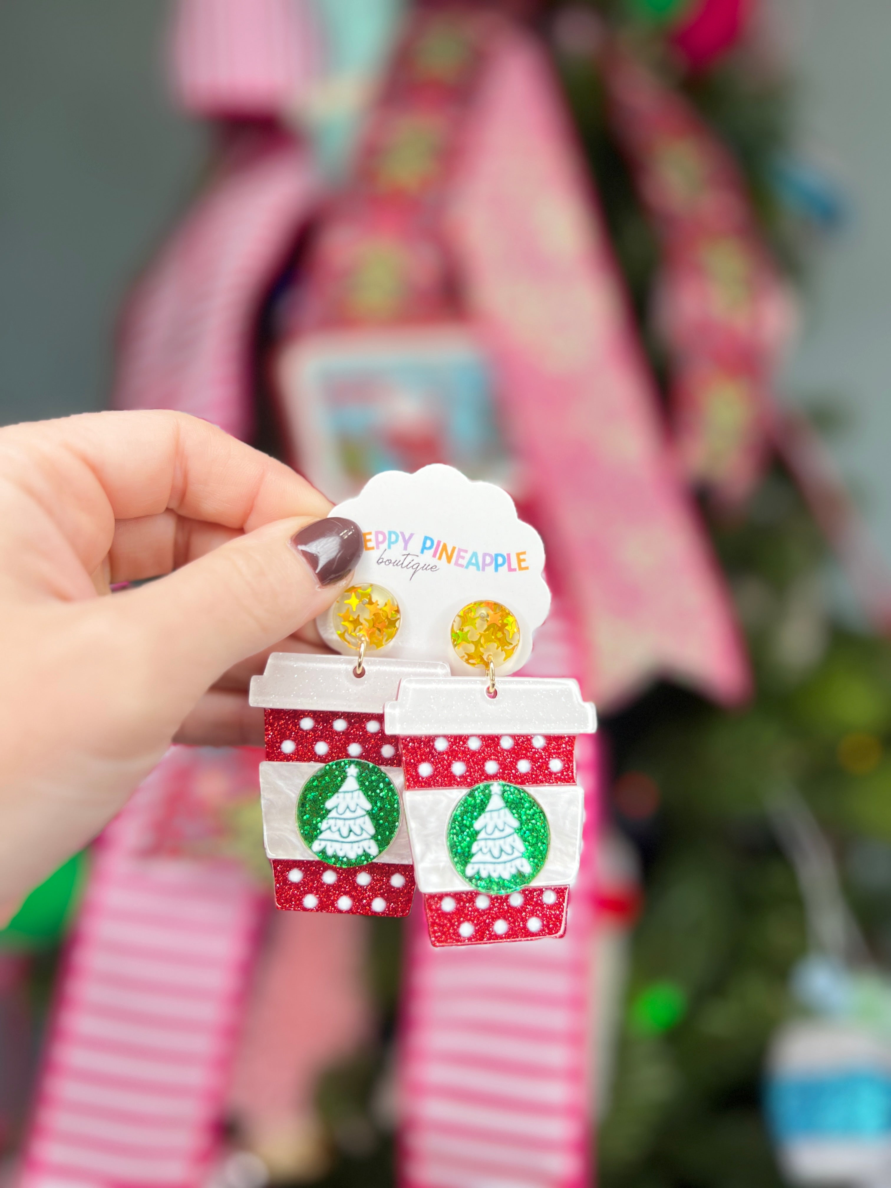 Christmas Latte Cup Earrings