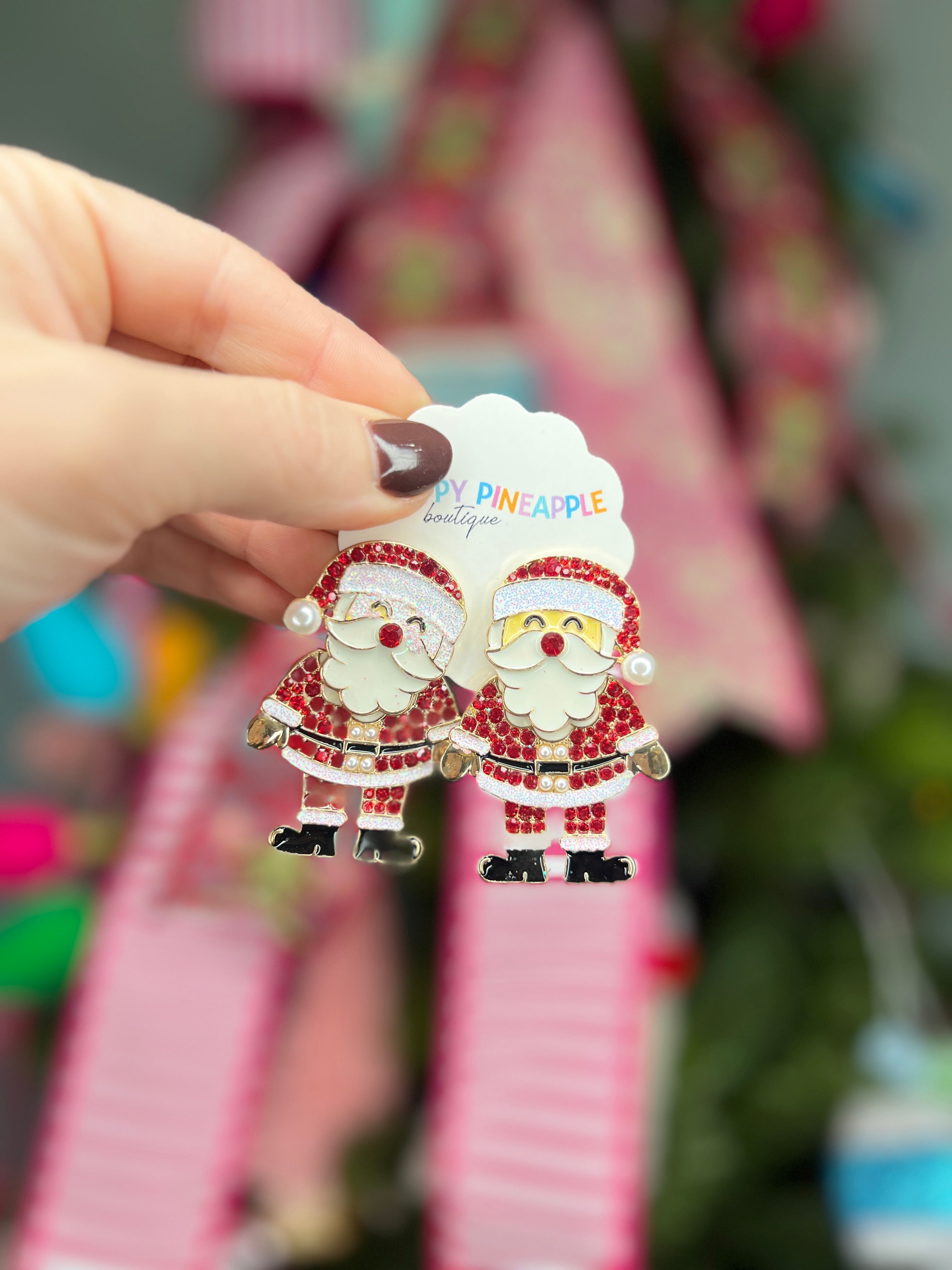 Christmas Santa Glitter Earrings