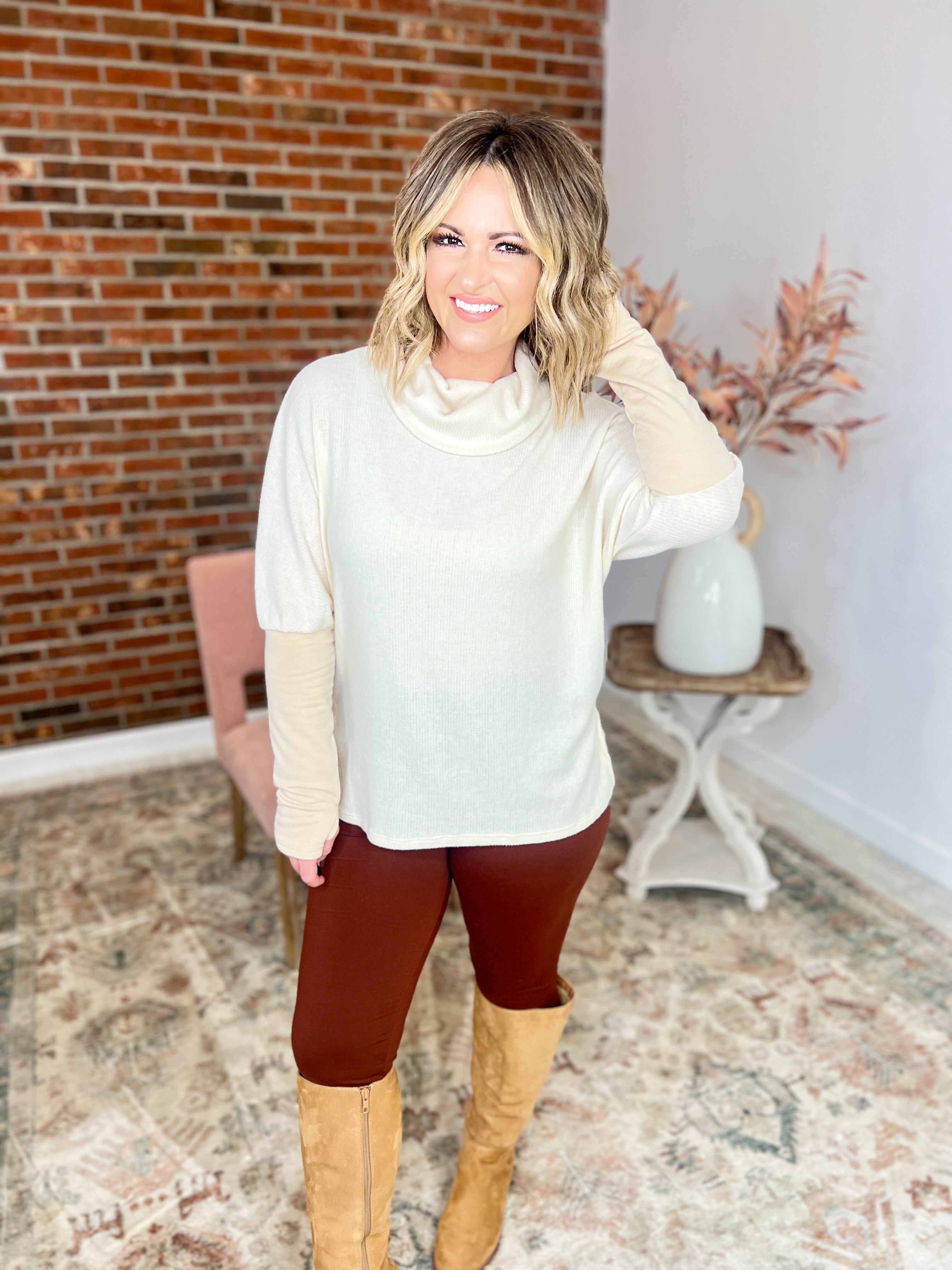 To the Point Rib Turtle Neck Top