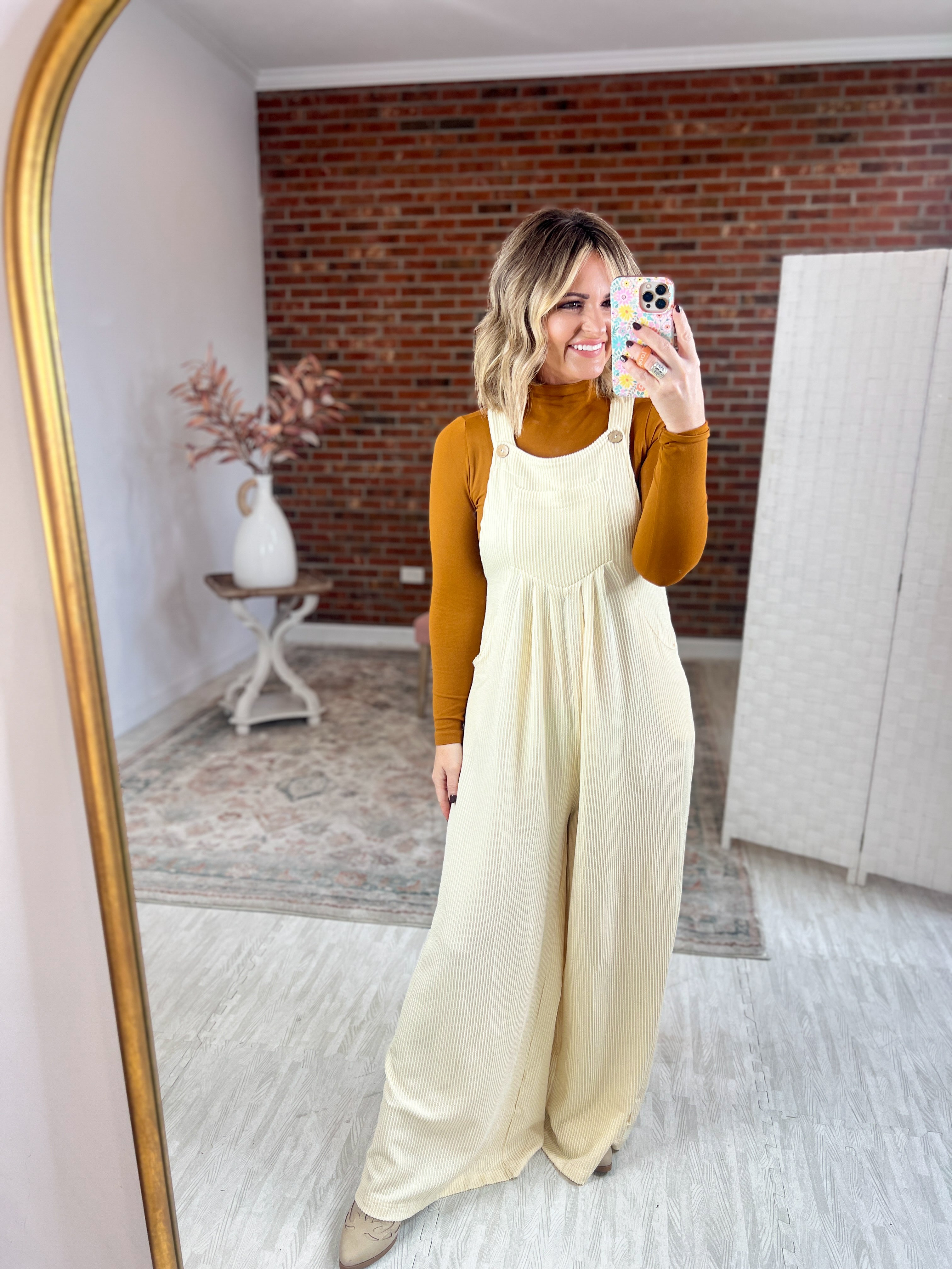 Fashion Diary Wide Leg Overalls - Oatmeal