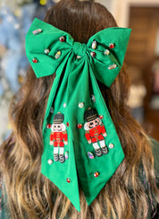 Nutcracker Hair Ribbon Clip - Green