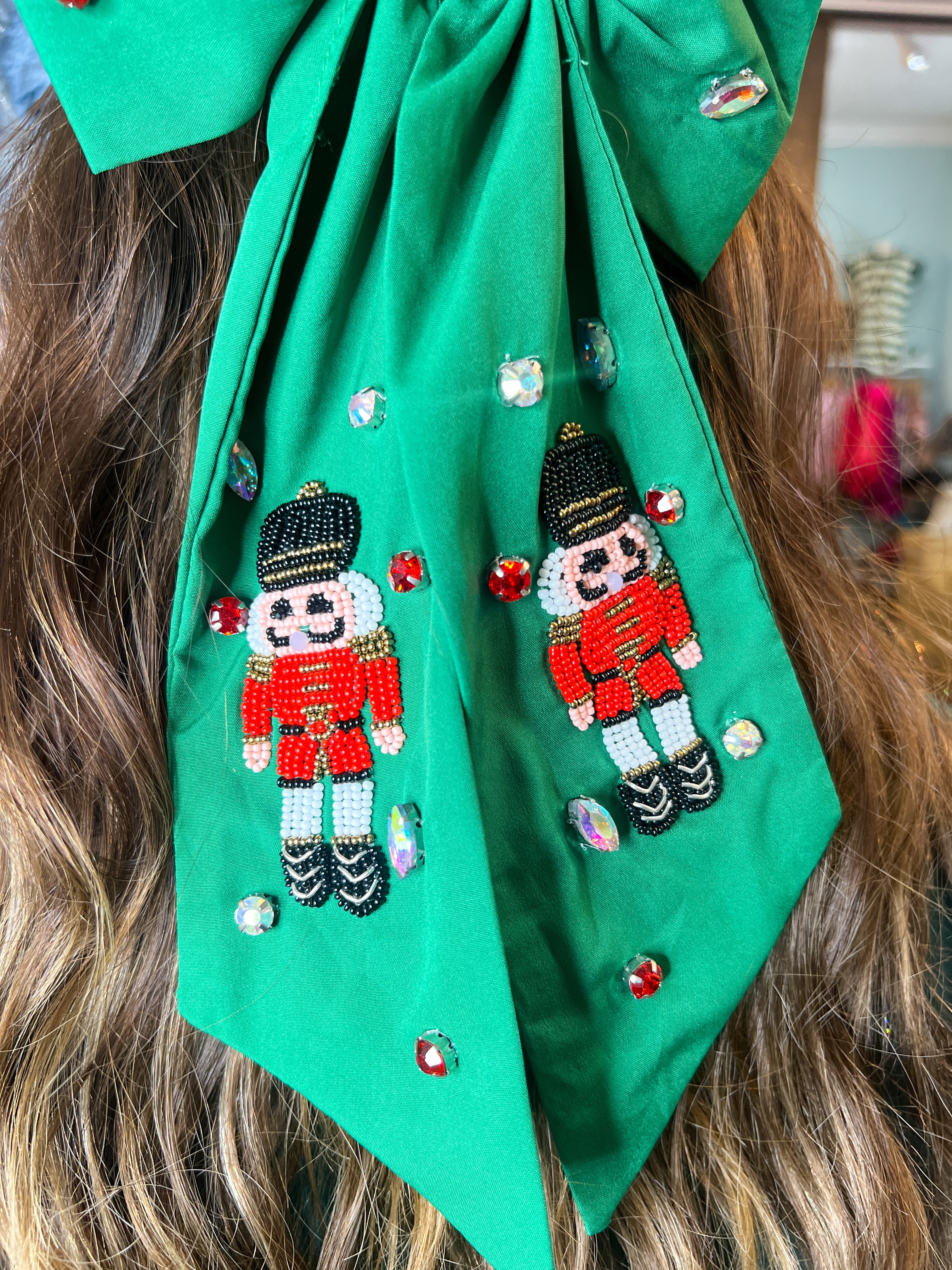 Nutcracker Hair Ribbon Clip - Green