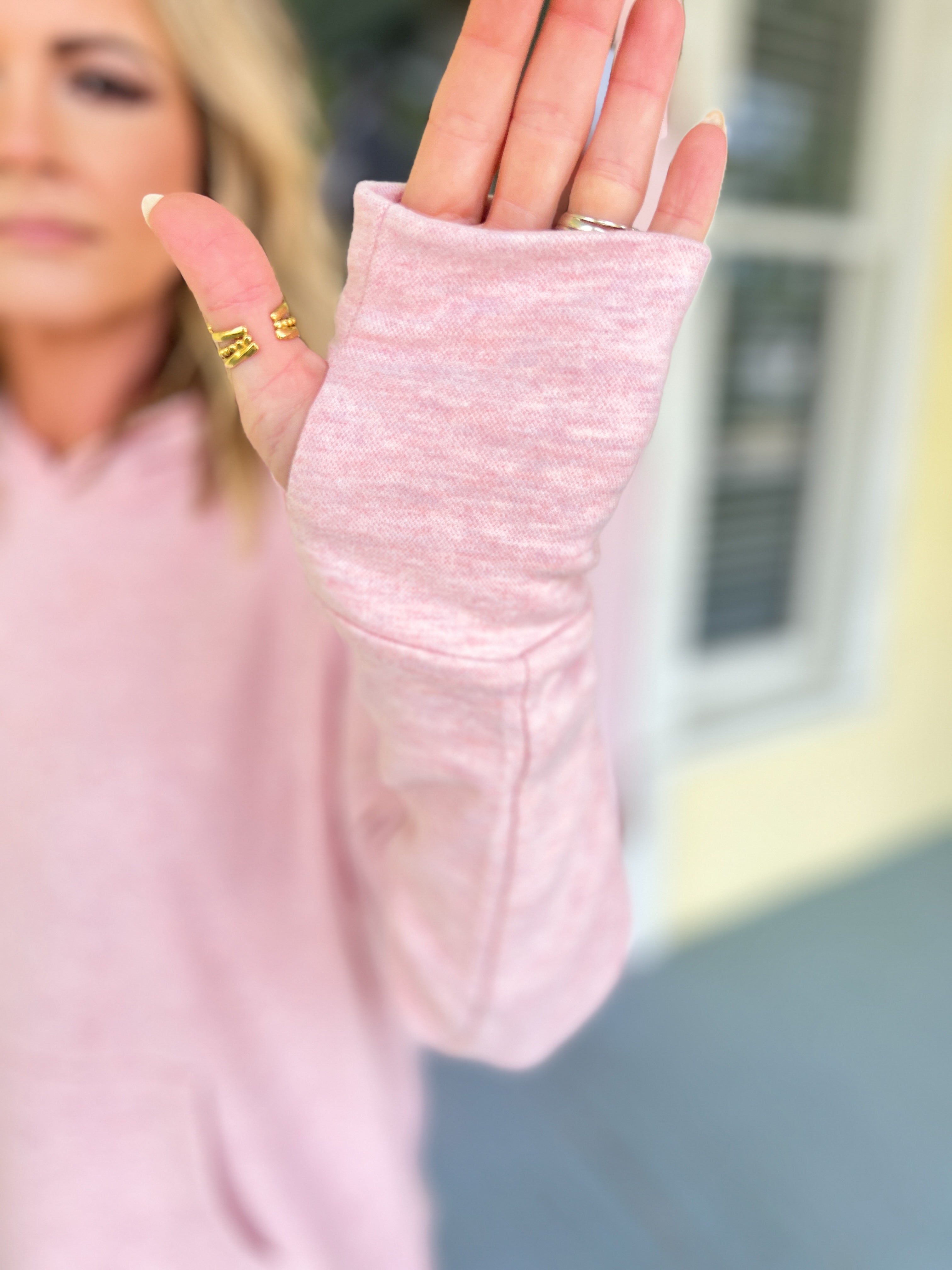 Ultra Soft Hoodie with Thumb Hole & Pant Set - Pink