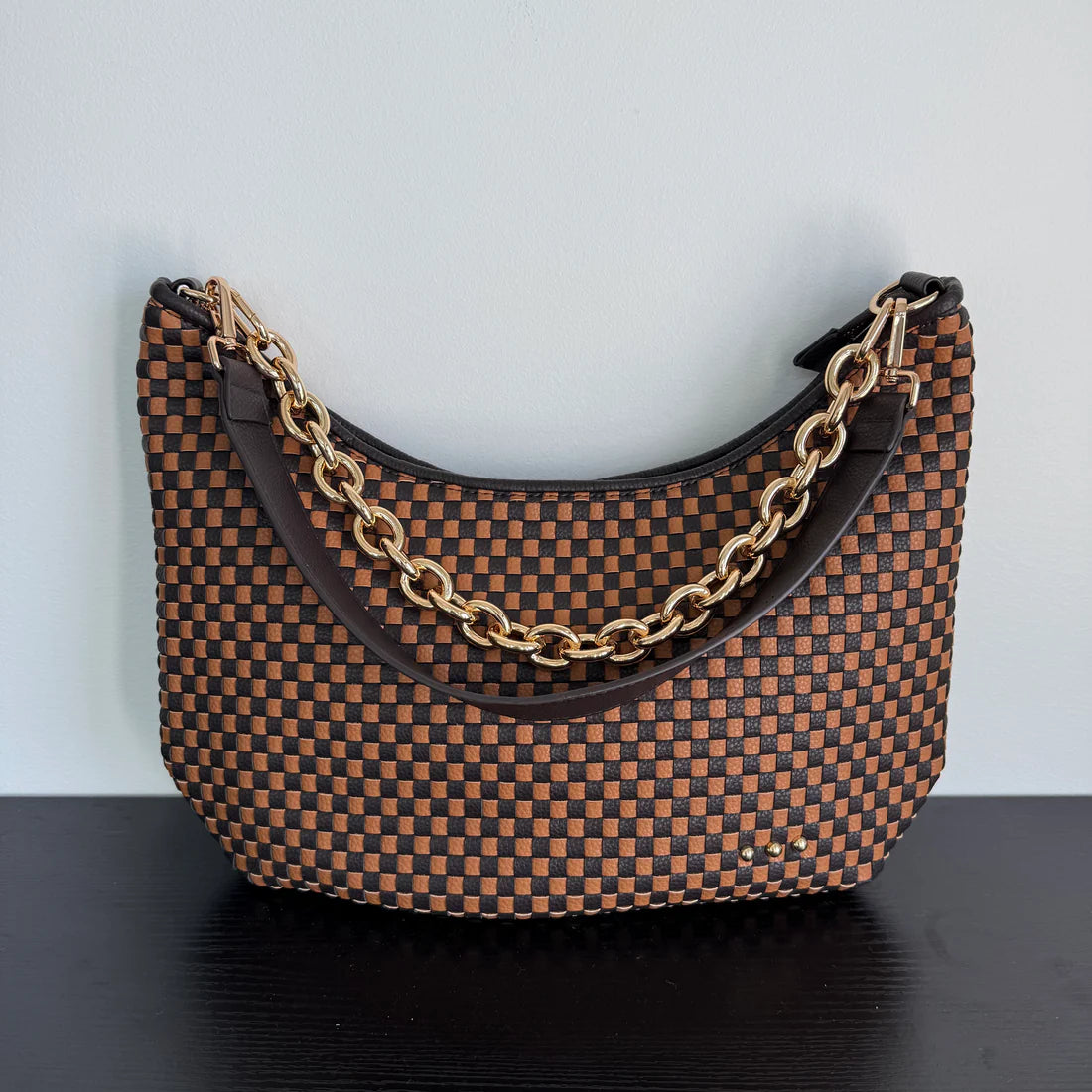 Pretty Simple | Sienna Slouchy Woven Shoulder Bag - Checkered Coffee