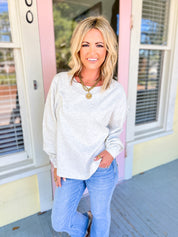 Textured Cotton Relaxed Fit Top - Heather Grey