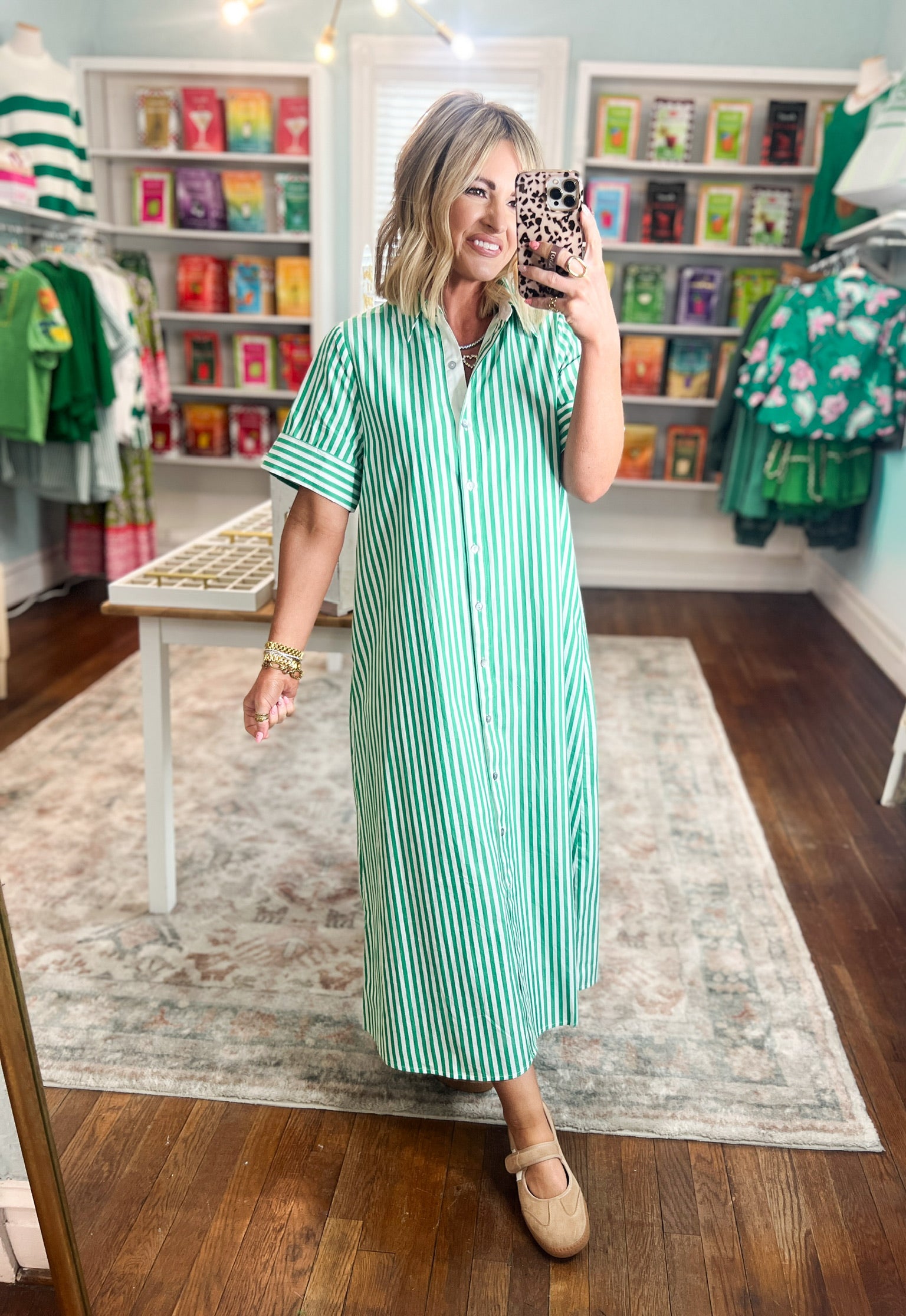 Just For You Shirt Dress - Green