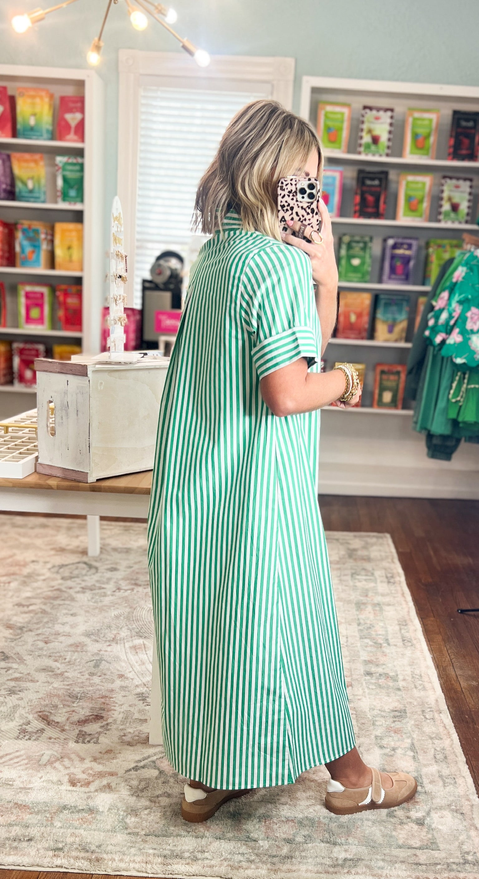 Just For You Shirt Dress - Green